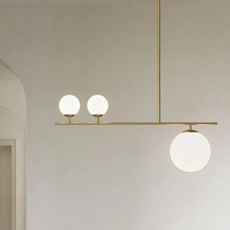 B&B Solara Linear Globe Light– 3 Globe Glass Chandelier (8” Rod Design)