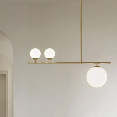 B&B Solara Linear Globe Light– 3 Globe Glass Chandelier (8” Rod Design)
