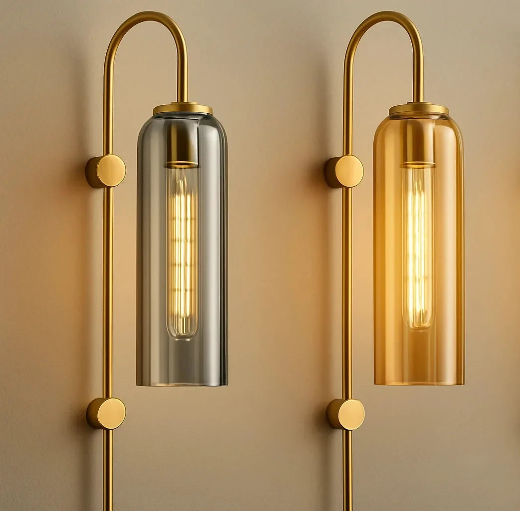 Tall Designer Glass Tube Wall Sconce (Pack of 2)