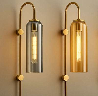 Tall Designer Glass Tube Wall Sconce (Pack of 2)