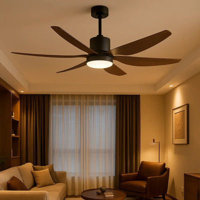 Swept-Blade Ceiling Fan with Integrated Light