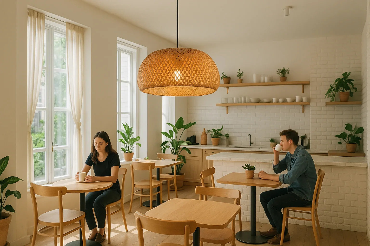 B&B Handwoven Bamboo Dome Pendant Light