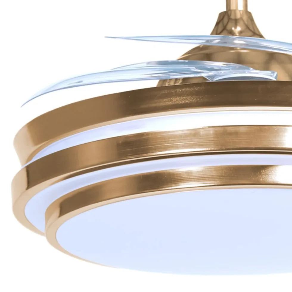 Gold Ring-Light Retractable-Blade Ceiling Fan