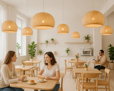 B&B Handwoven Bamboo Dome Pendant Light