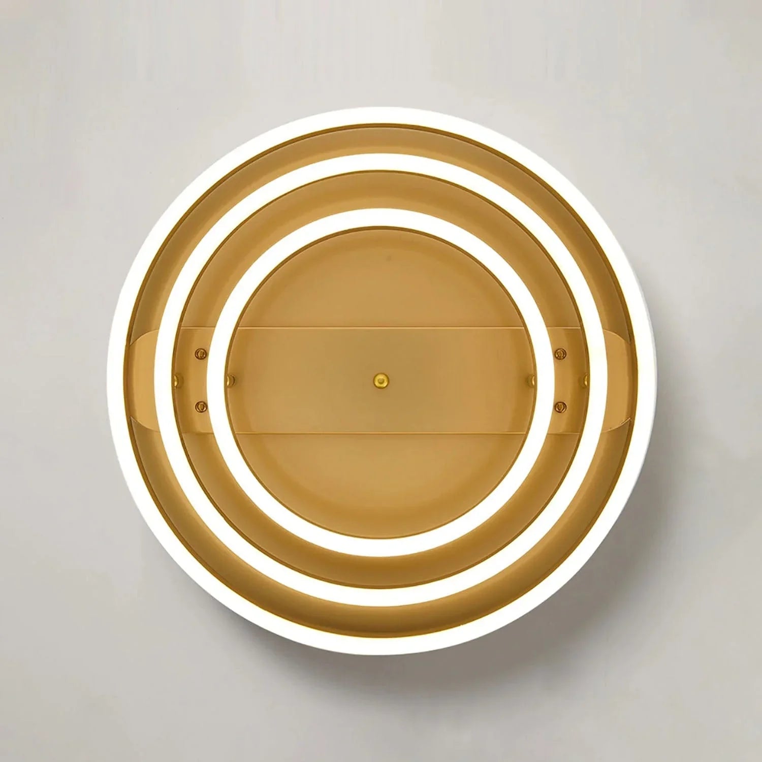 Gold Triple-Ring Retractable-Blade Ceiling Fan