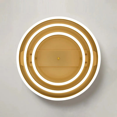Gold Triple-Ring Retractable-Blade Ceiling Fan