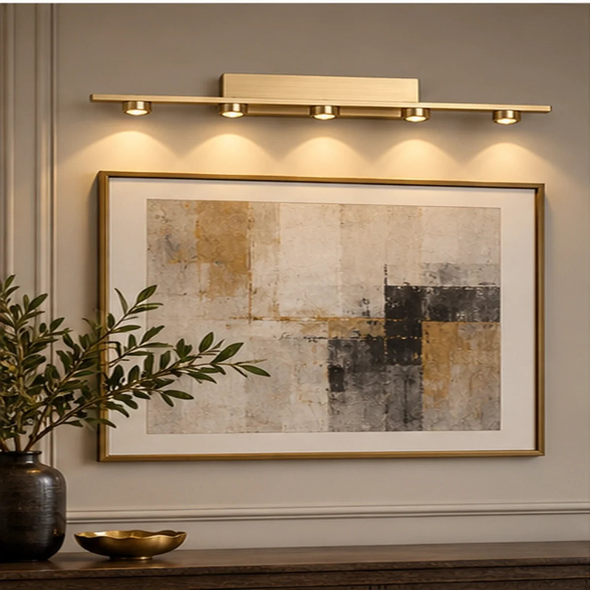 Bliss & Birch Antique Brass Five-Light Picture Light