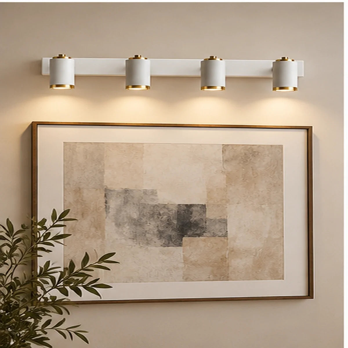Bliss & Birch White and Gold Four-Light Picture Light