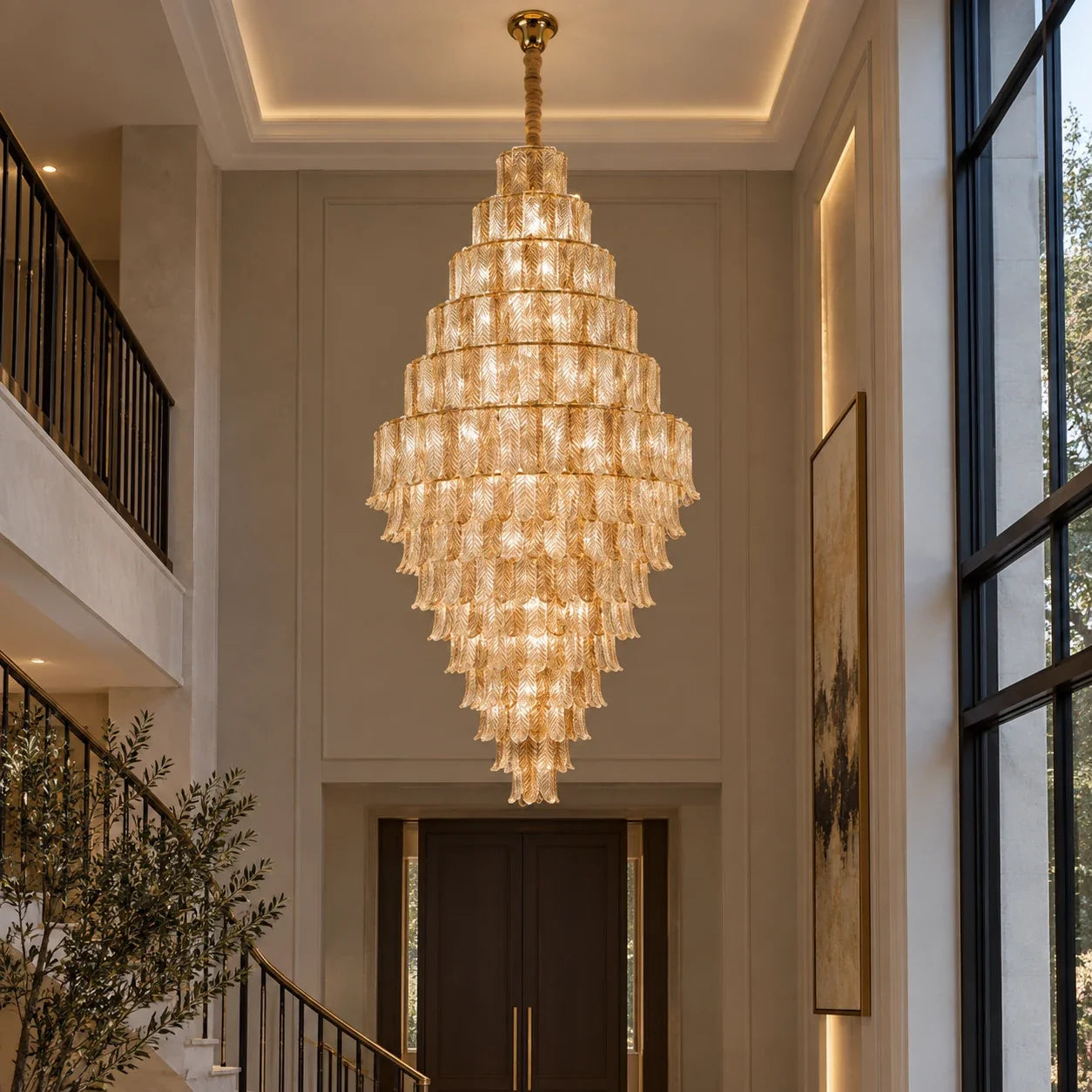 Bliss & Birch Tiered Ribbed Glass Cascade Chandelier