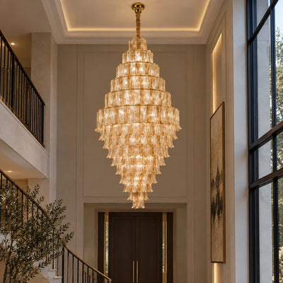 Bliss & Birch Tiered Ribbed Glass Cascade Chandelier