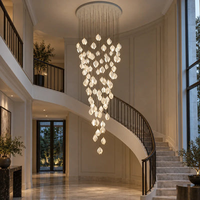 Bliss & Birch Cascading White Petal Double-Height Chandelier