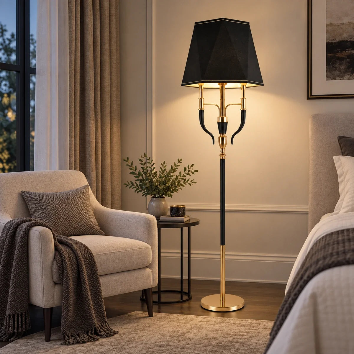 Bliss & Birch Three-Arm Shaded Floor Lamp