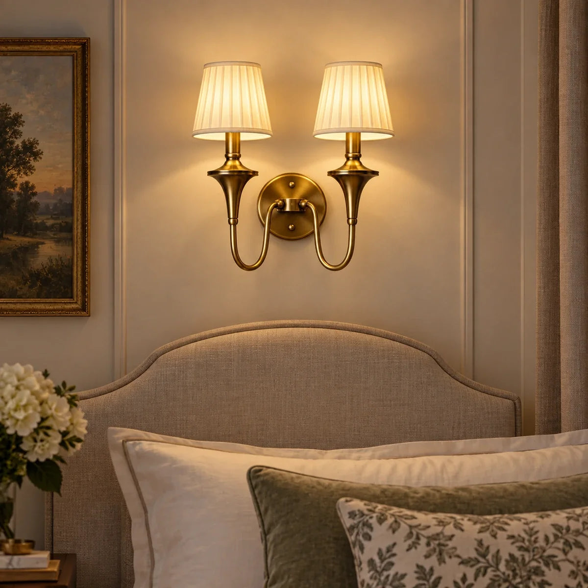 Bliss & Birch Double Arm Tapered Shade Wall Sconce