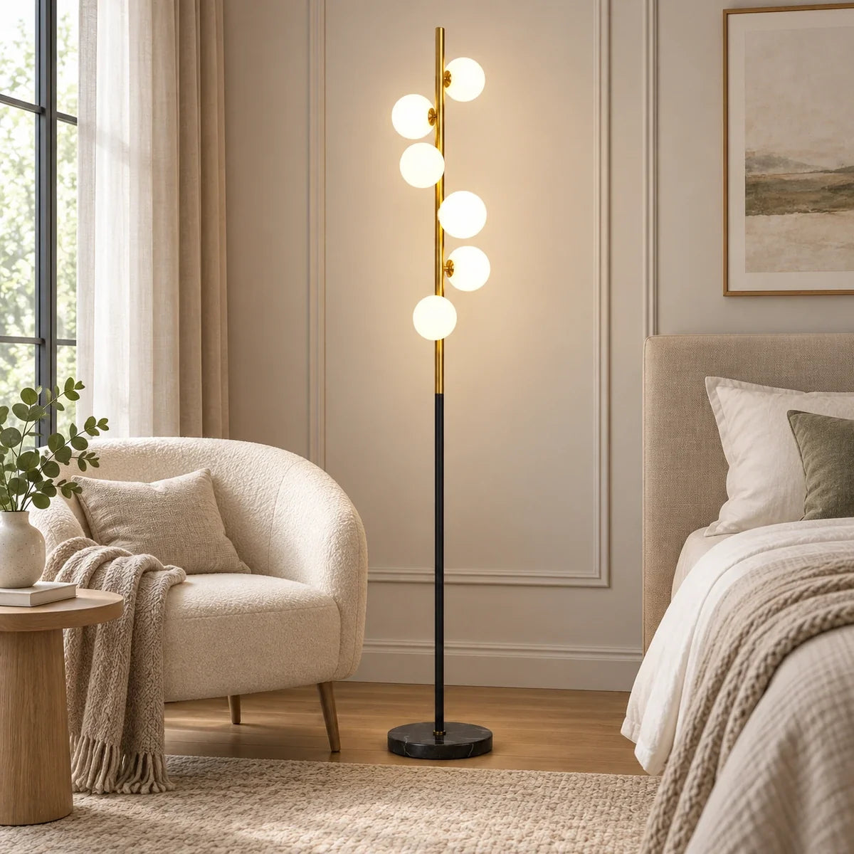 Bliss & Birch Milky Globe Column Floor Lamp