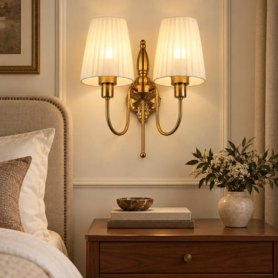 Bliss & Birch Classic Twin-Arm Pleated Shade Wall Sconce