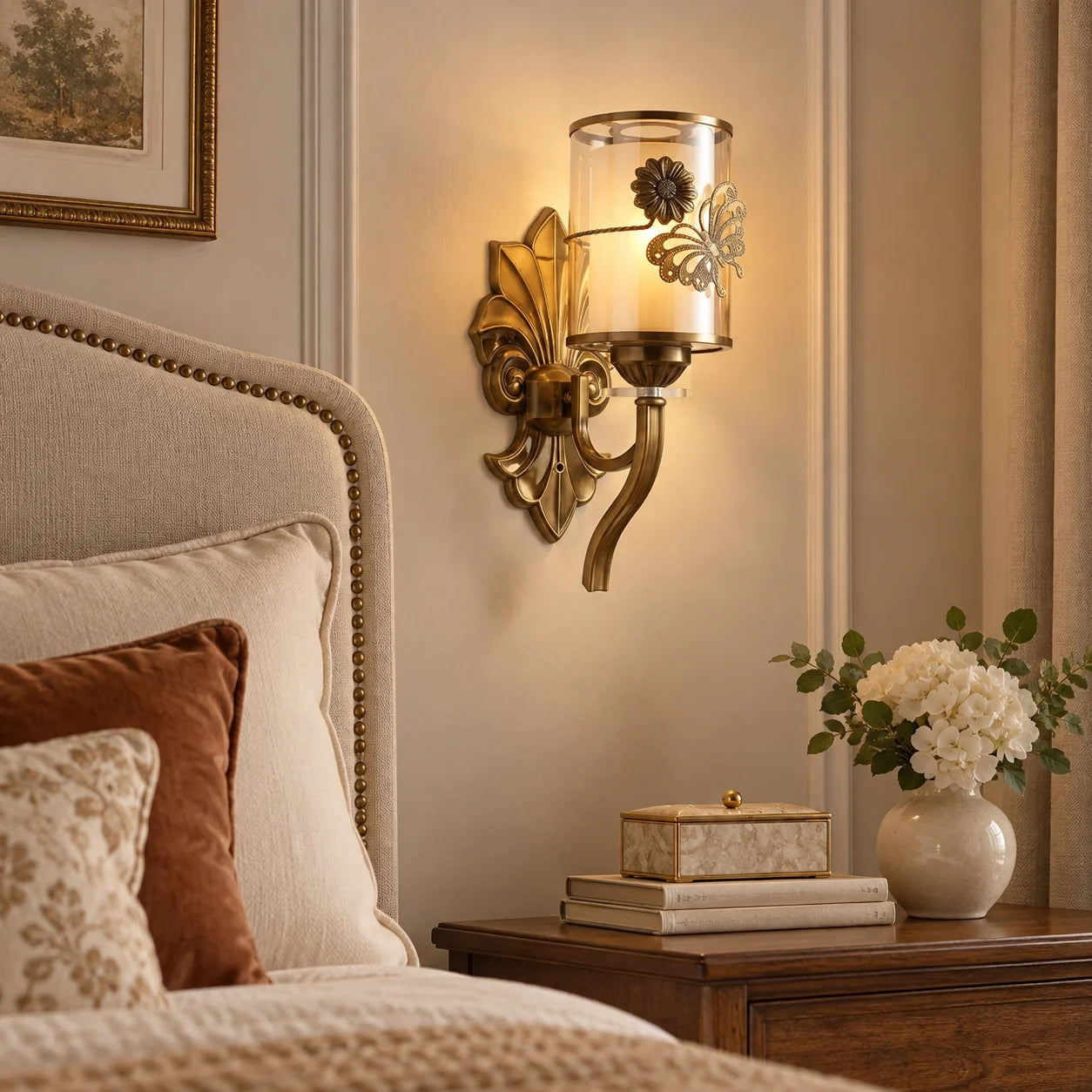 Bliss & Birch Floral Cylinder Glass Wall Sconce