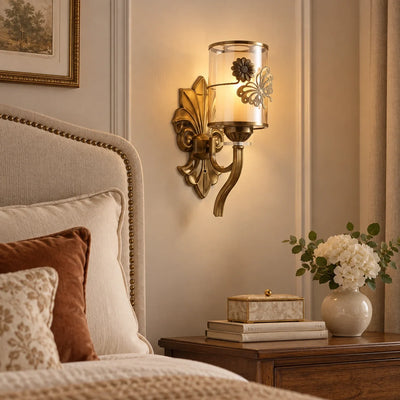Bliss & Birch Floral Cylinder Glass Wall Sconce