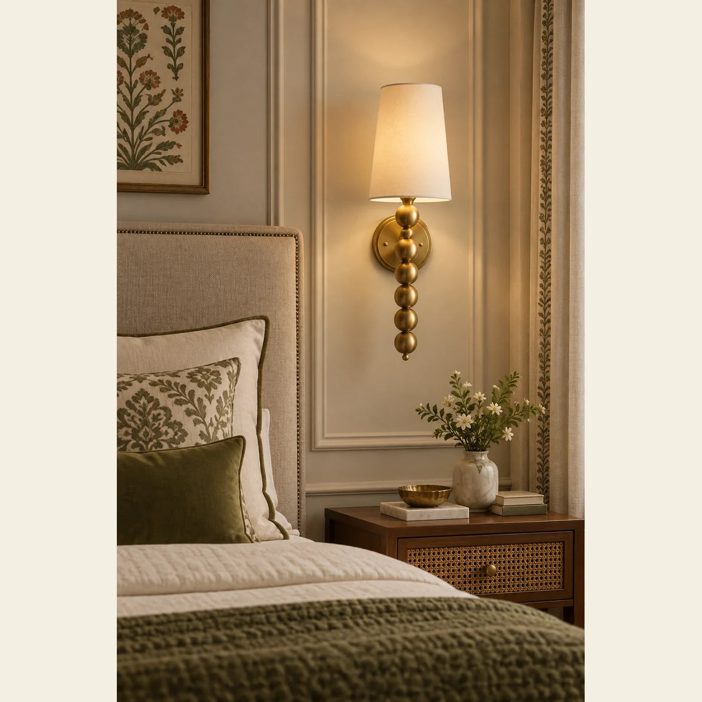 Bliss & Birch Beaded Stem Tapered Shade Wall Sconce