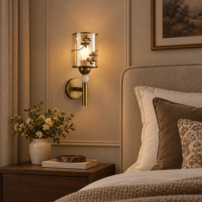 Bliss & Birch Botanical Cylinder Glass Wall Sconce