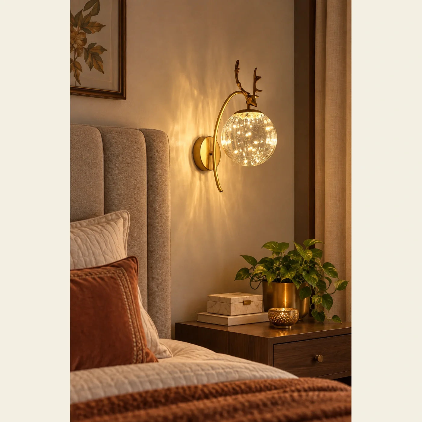 Bliss & Birch Antler and Bubble Globe Wall Sconce