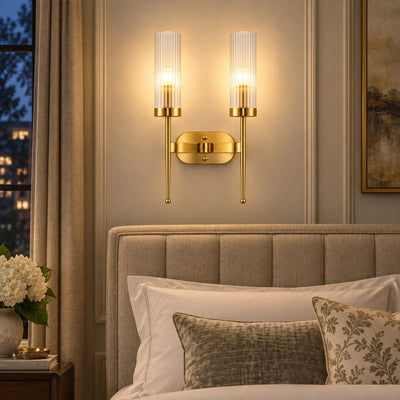 Bliss & Birch Twin Ribbed Glass Cylinder Wall Sconce