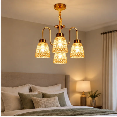 Bliss & Birch Four-Light Amber Bell Chandelier