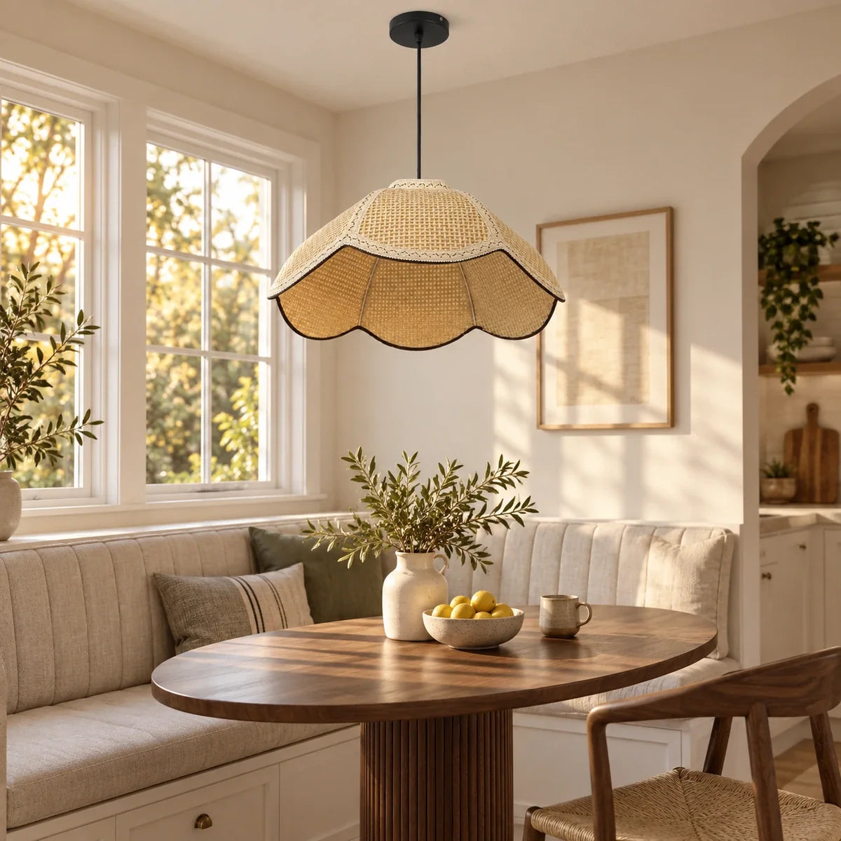 Bliss & Birch Off-White Woven Dome Pendant