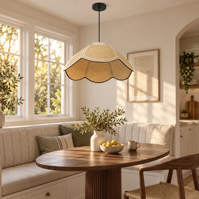 Bliss & Birch Off-White Woven Dome Pendant