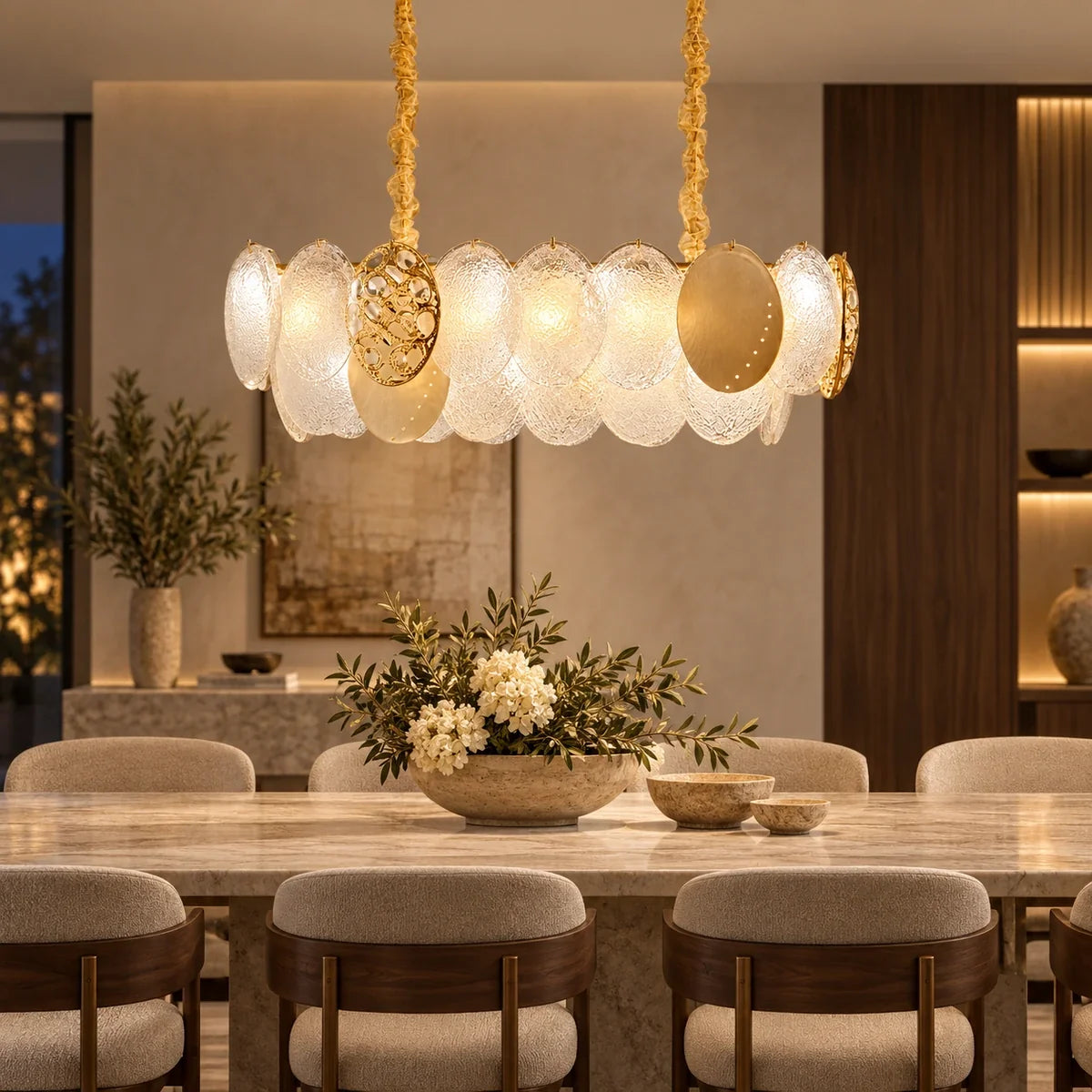 Bliss & Birch Frosted Disc Linear Pendant