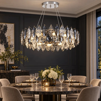 Bliss & Birch Oval Crystal Leaf Chandelier