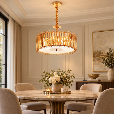 Bliss & Birch Amber Crystal Drum Chandelier