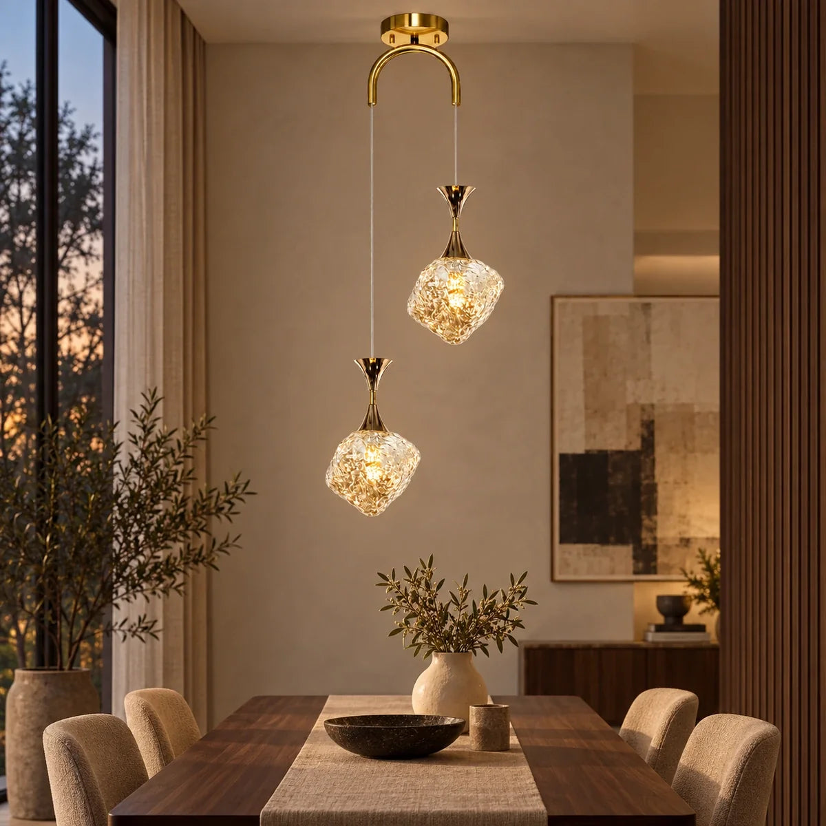 Bliss & Birch Textured Glass Two-Light Pendant