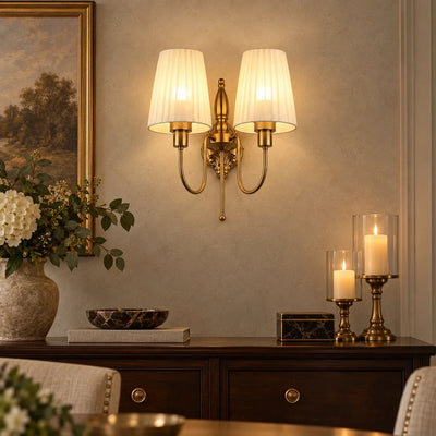 Bliss & Birch Classic Twin-Arm Pleated Shade Wall Sconce