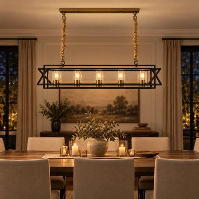 Bliss & Birch Rectangular Glass Frame Chandelier
