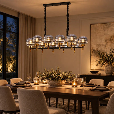 Bliss & Birch Smoke Glass Ten-Light Linear Pendant