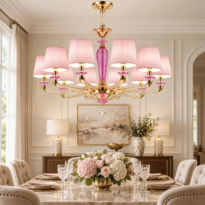 Bliss & Birch Pink Shade Ten-Light Chandelier