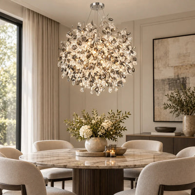 Bliss & Birch Silver Botanical Crystal Chandelier