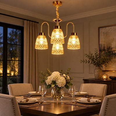 Bliss & Birch Four-Light Amber Glass Chandelier