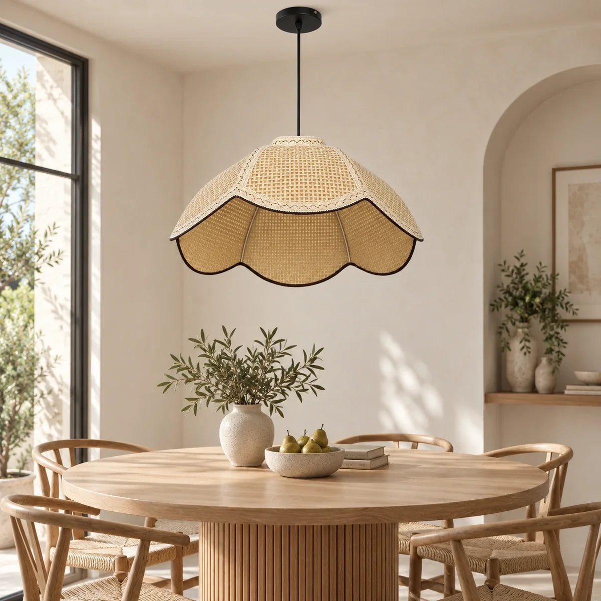 Bliss & Birch Off-White Woven Dome Pendant