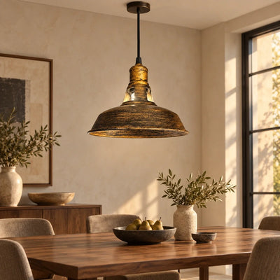 Bliss & Birch Distressed Antique-Gold Dome Pendant