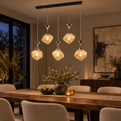 Bliss & Birch Five-Light Faceted Glass Cluster Pendant