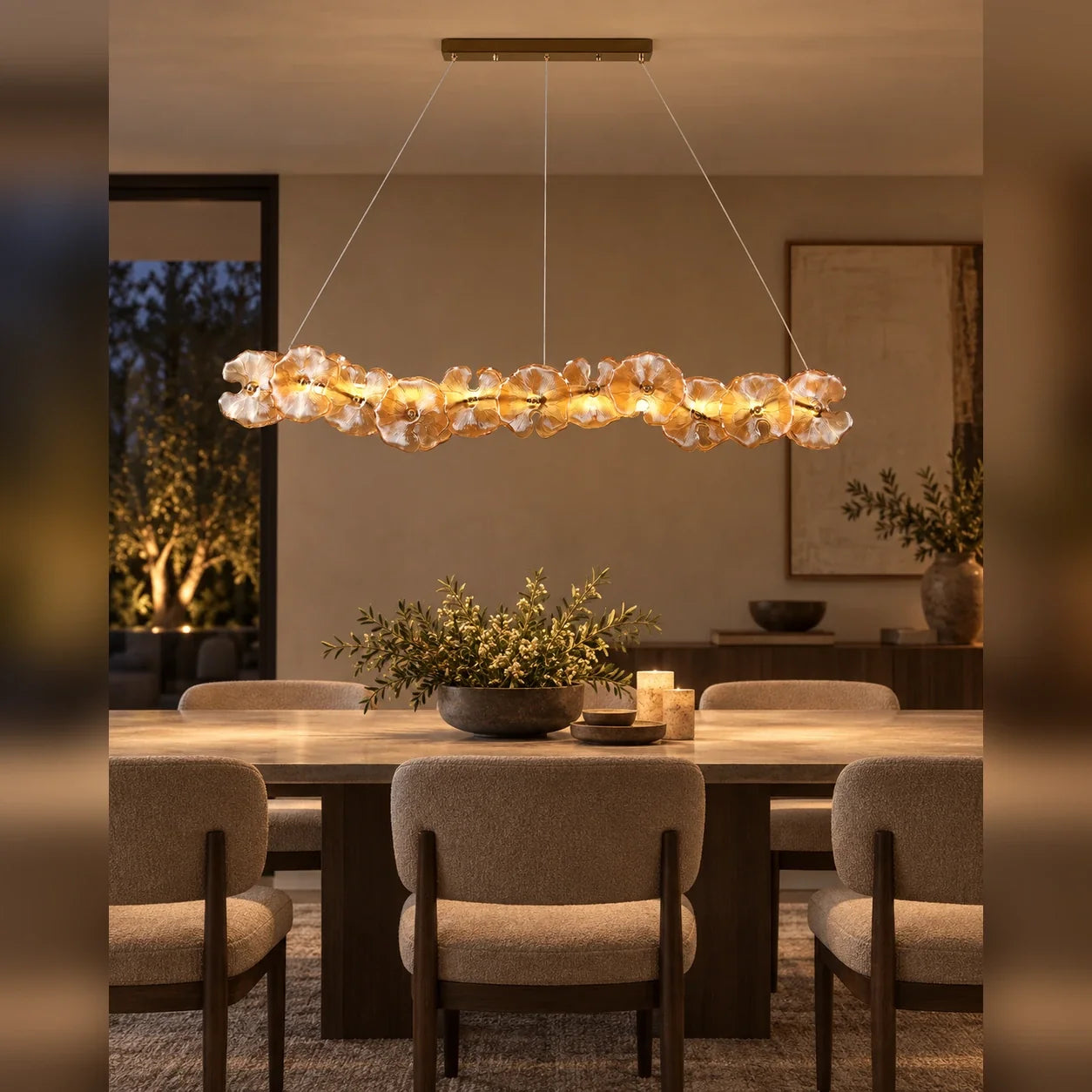 Bliss & Birch Floral Glass Linear Pendant