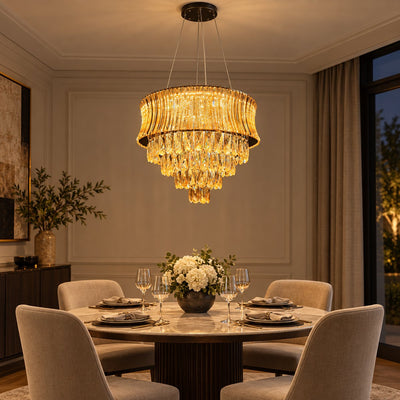 Bliss & Birch Amber Tiered Fringe Chandelier