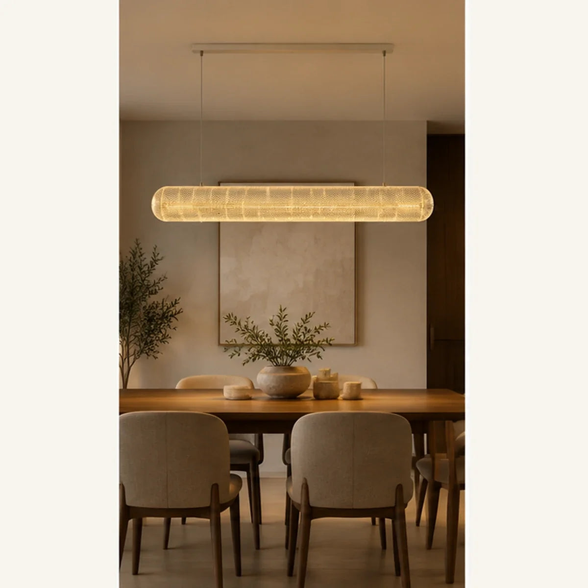 Bliss & Birch Clear Textured Acrylic Linear Pendant