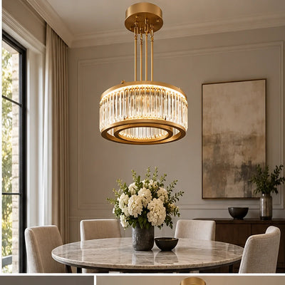 Bliss & Birch Antique Brass Crystal Ring Chandelier