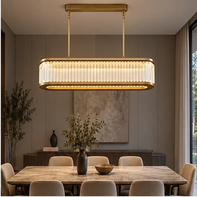 Bliss & Birch Antique Brass Linear Crystal Chandelier