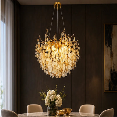Bliss & Birch Amber Crystal Leaf Chandelier