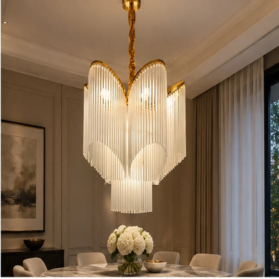 Bliss & Birch White Glass Petal-Fringe Chandelier