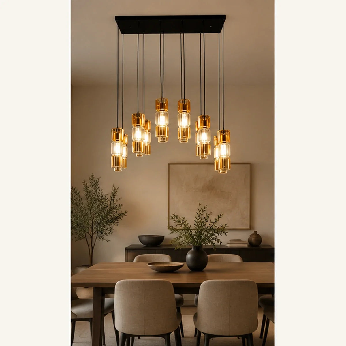 Bliss & Birch Black Amber Twelve-Light Cluster Pendant