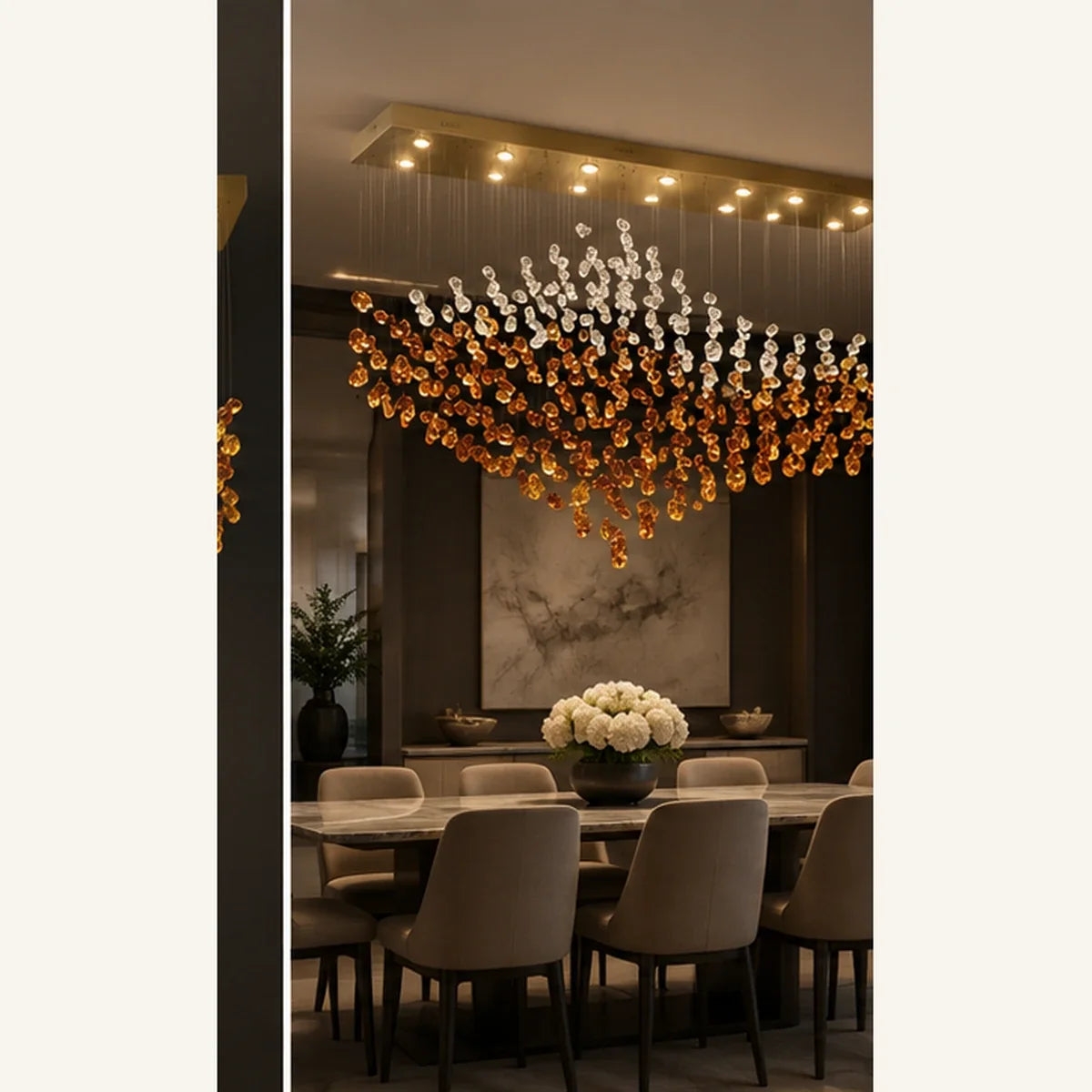 Bliss & Birch Amber Clear Crystal Wave Linear Chandelier